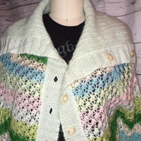 FREE PEOPLE NWOT PRETTY  BUTTON FRONT HIGH NECK SWEATER CARDIGAN - Picture 3 of 9